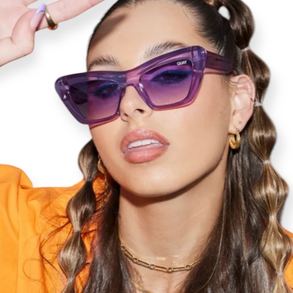 QUAY On The Radio Sunglasses Purple Frame Purple Gradient Lens Cat Eye NWT